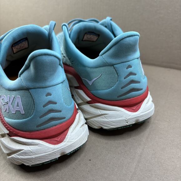 Hoka One One Clifton 8 Womens Size 9 Blue Red Walking Running Shoes Sneakers - Picture 3 of 12